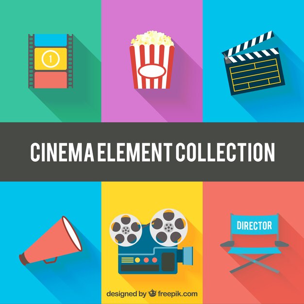 Variedad de elementos de cine planos