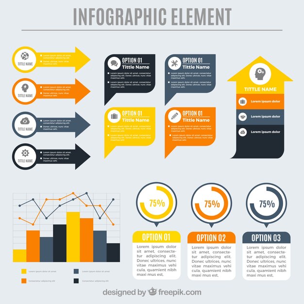 Variedad de elementos decorativos de color para infografías