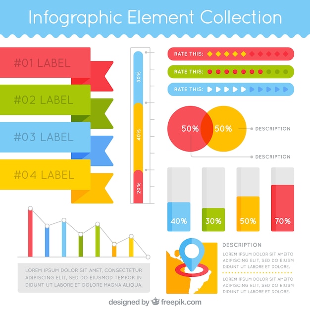 Vector gratuito variedad de elementos infográficos de colores