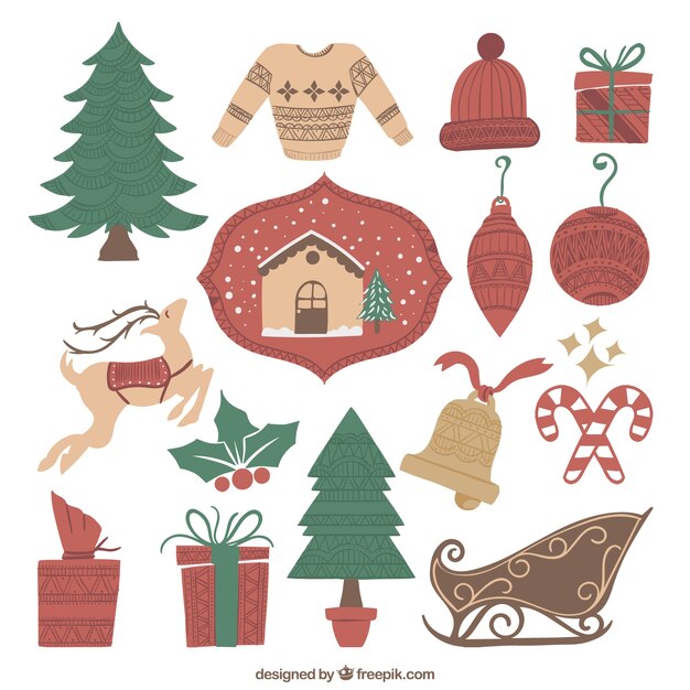 Variedad de elementos navideños