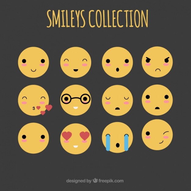 Variedad de emoticonos planos fantásticos