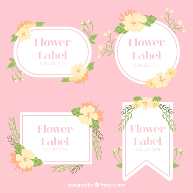 Variedad de etiquetas florales en colores pastel