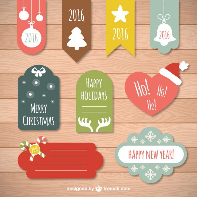 Variedad de etiquetas de navidad