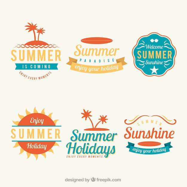 Variedad de etiquetas planas para el verano