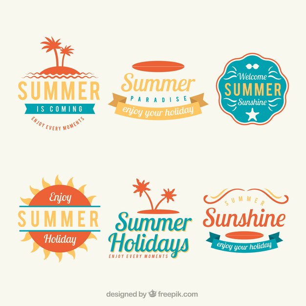Variedad de etiquetas planas para el verano