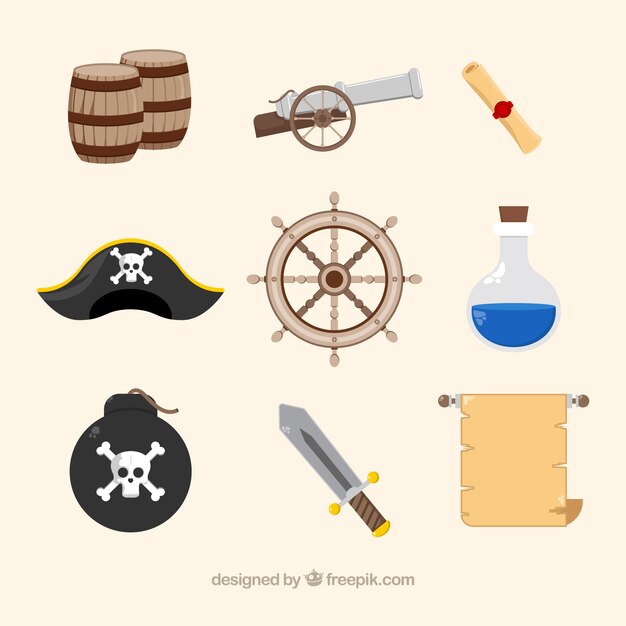 Variedad de fantásticos artículos piratas