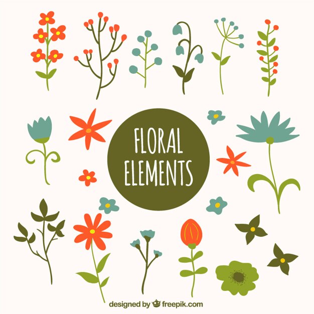 Variedad de flores en estilo vintage