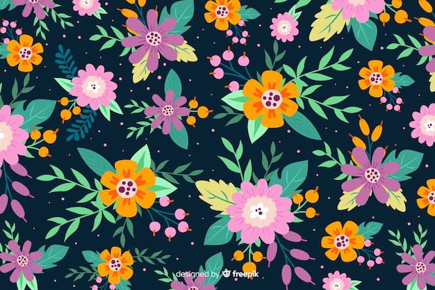 Vector gratuito variedad de fondo de hermosas flores