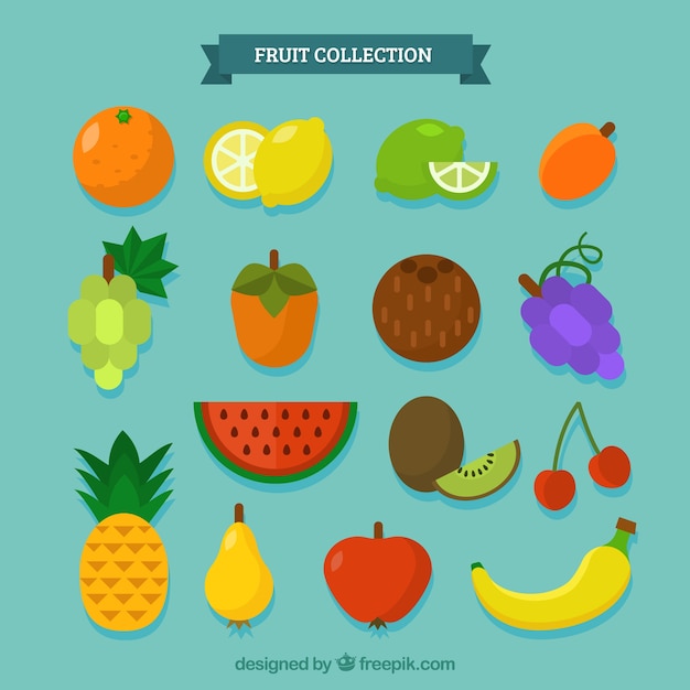 Vector gratuito variedad de frutas deliciosas