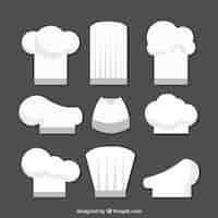 Vector gratuito variedad de gorros de cocinero planos