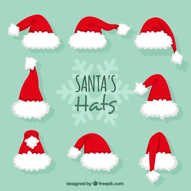 Variedad de gorros de papa noel