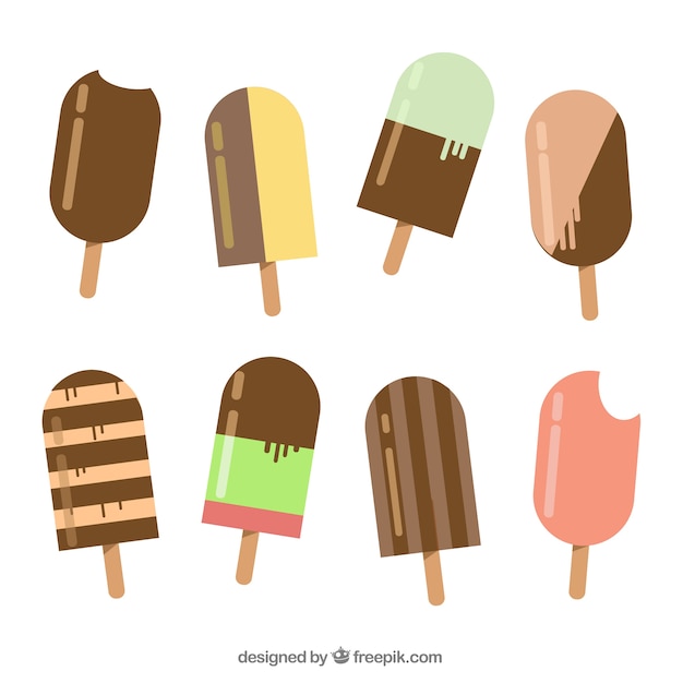 Vector gratuito variedad de helados apetitosos en diseño plano