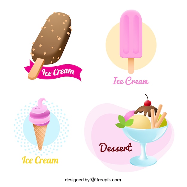 Vector gratuito variedad de helados