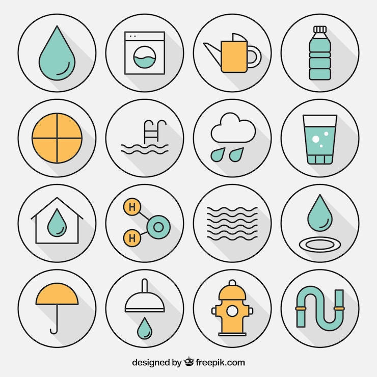 Vector gratuito variedad de iconos de agua