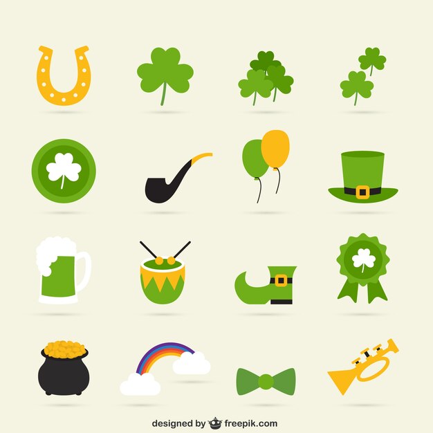 Variedad de iconos del día de San Patricio