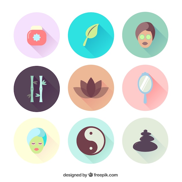 Vector gratuito variedad de iconos de spa