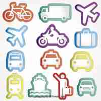 Vector gratuito variedad de iconos de transporte