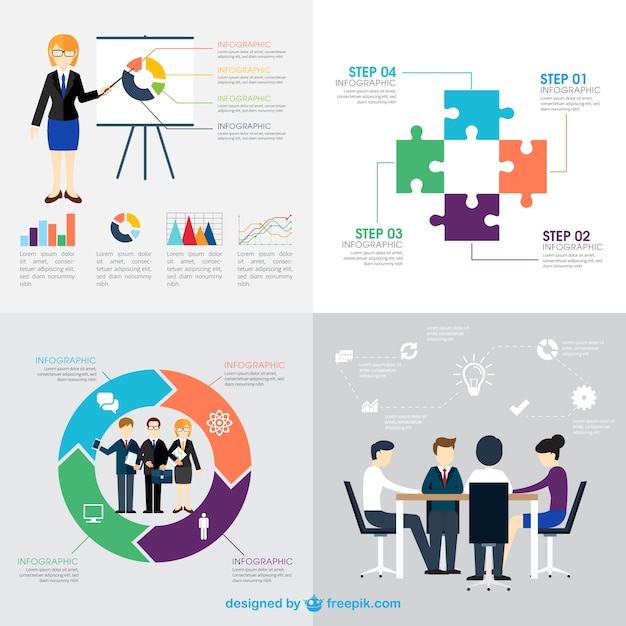 Variedad de infografía de negocio