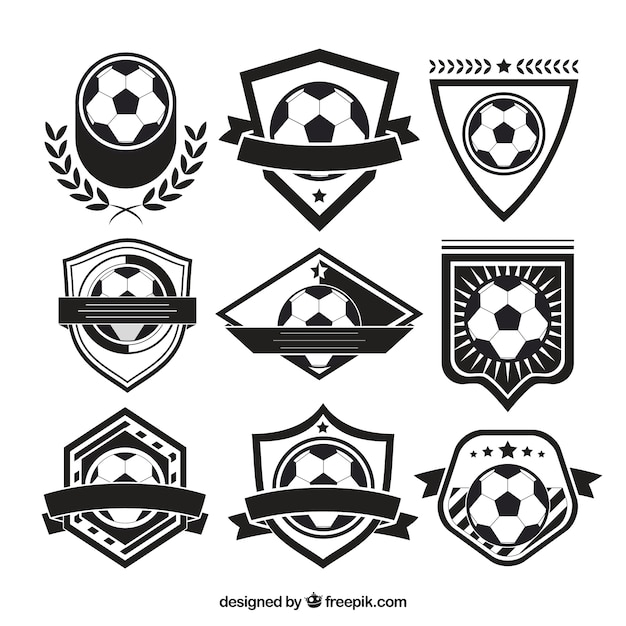 Vector gratuito variedad de insignias de fútbol