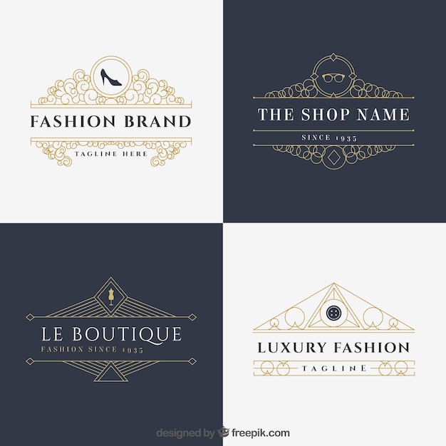 Variedad de insignias de moda ornamentales