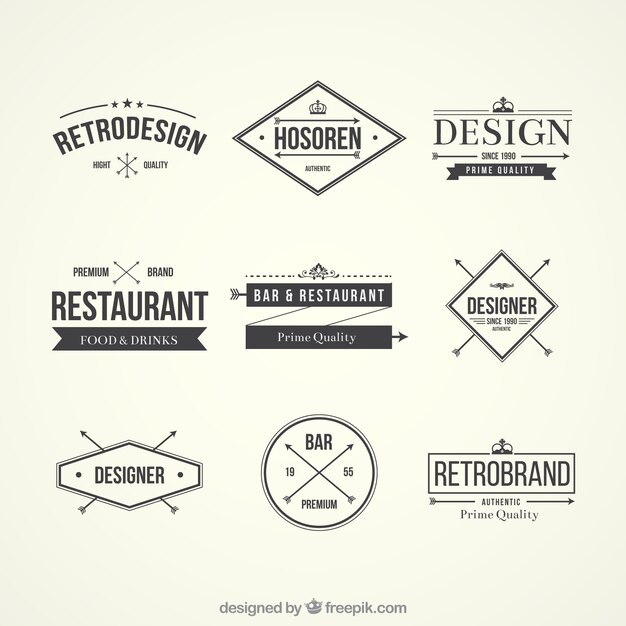 Variedad de insignias retro