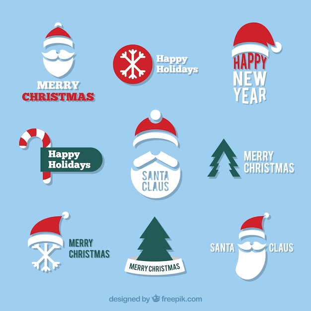 Vector gratuito variedad de insignias de santa claus