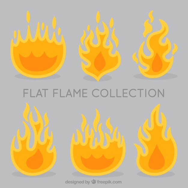 Variedad de llamas decorativas en diseño plano