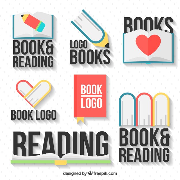 Variedad de logotipos de libros decorativos