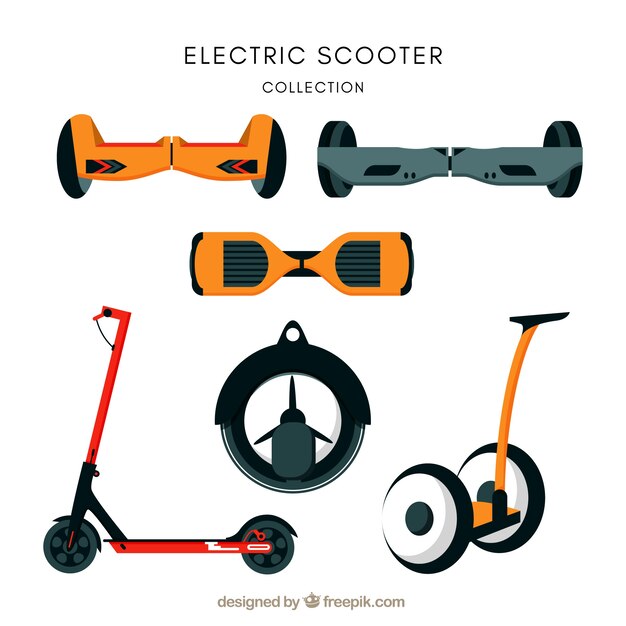 Variedad moderna de scooters eléctricos