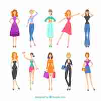 Vector gratuito variedad de mujer de moda