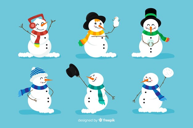 Variedad de muñeco de nieve con bufandas.