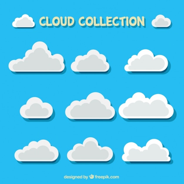 Vector gratuito variedad de nubes en diseño plano