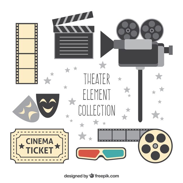 Variedad de objetos de teatro planos