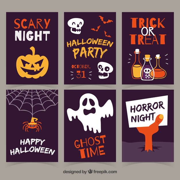 Variedad original de tarjetas de halloween