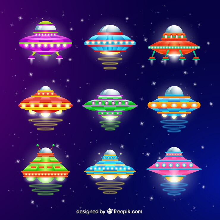 Vector gratuito variedad de ovnis de colores