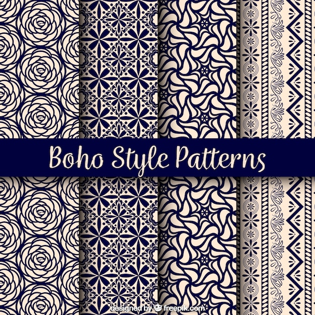 Variedad de patrones boho con diseños bonitos