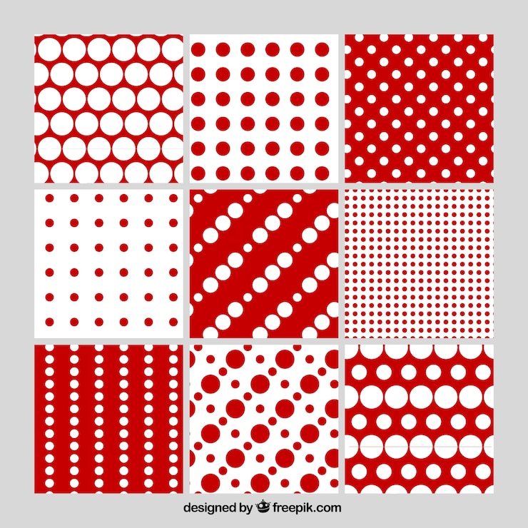 Vector gratuito variedad de patrones de círculos blancos y rojos