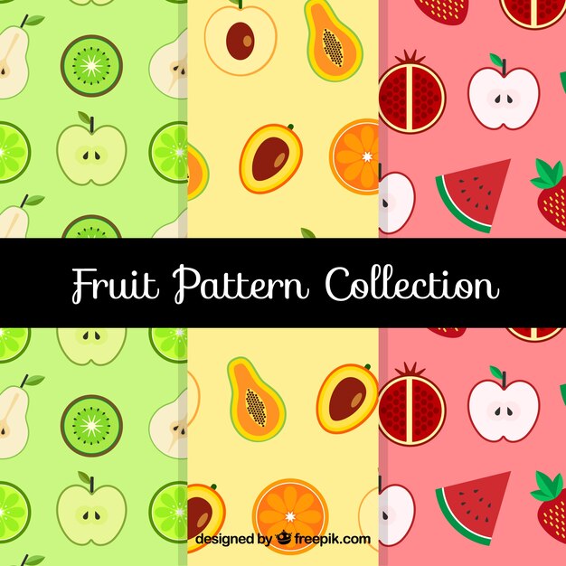 Variedad de patrones de frutas planos