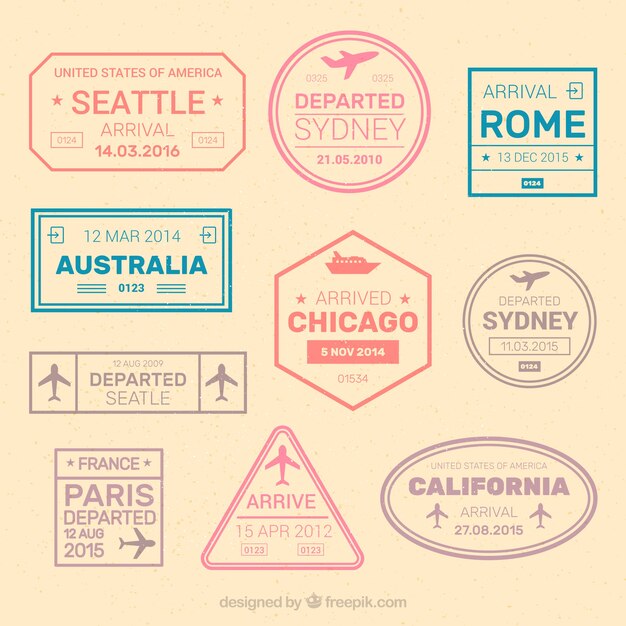 Variedad de pegatinas de ciudades geniales en colores pastel