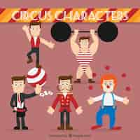 Vector gratuito variedad de personajes de circo