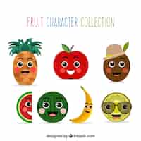 Vector gratuito variedad de personajes de frutas divertidos