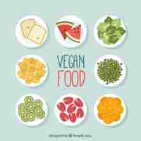 Vector gratuito variedad de planos de comida vegana