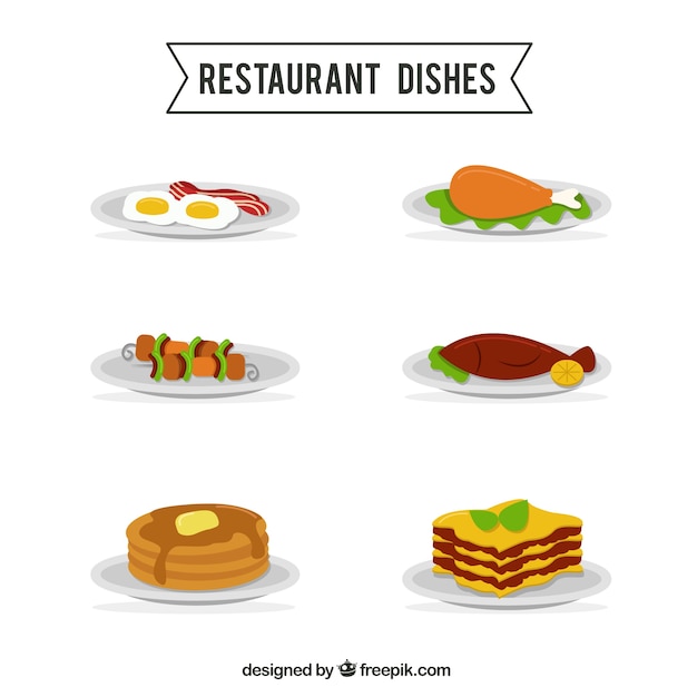 Vector gratuito variedad de platos de restaurante