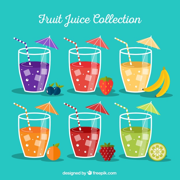 Una variedad de sabrosos jugos de frutas