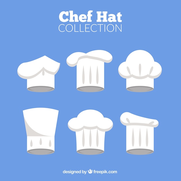 Variedad de sombreros de chef planos