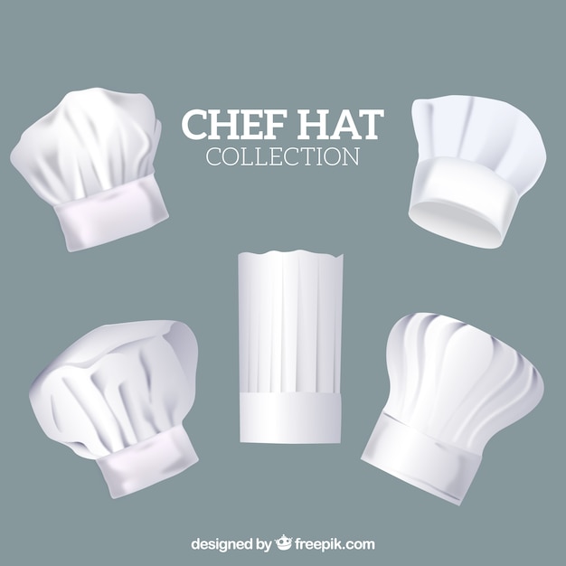 Vector gratuito variedad de sombreros de cocinero en diseño realista