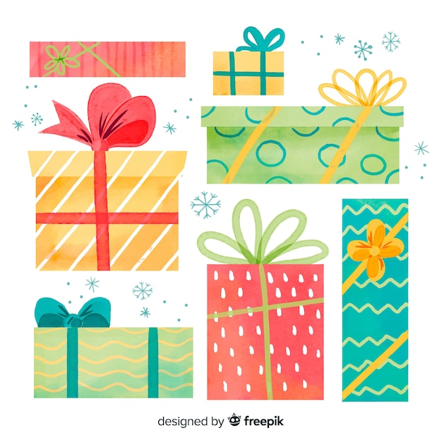Variedad de tamaños y formas de cajas de regalo de navidad.