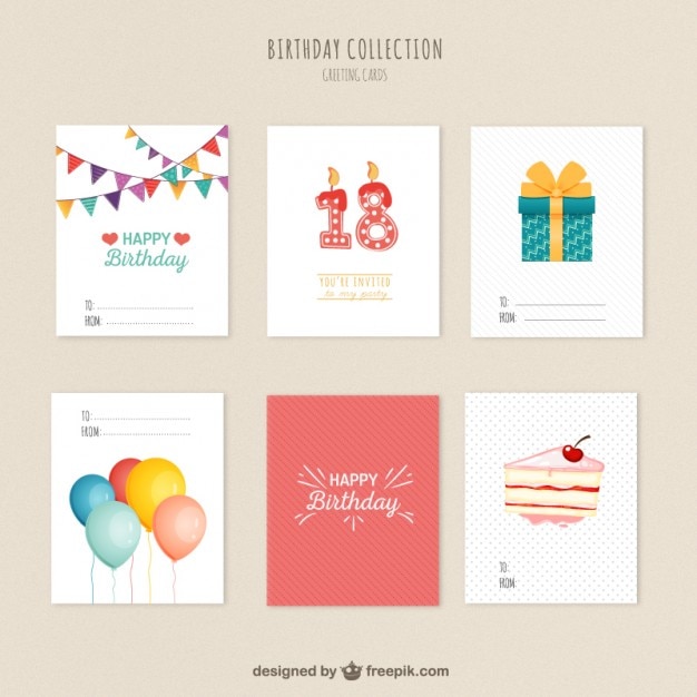 variedad de tarjetas de cumpleaños