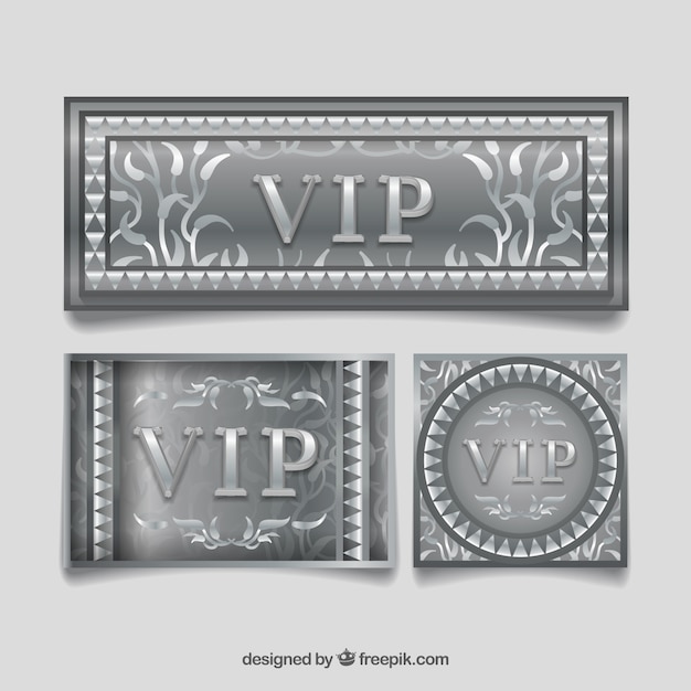 Vector gratuito variedad de tarjetas vip plateadas