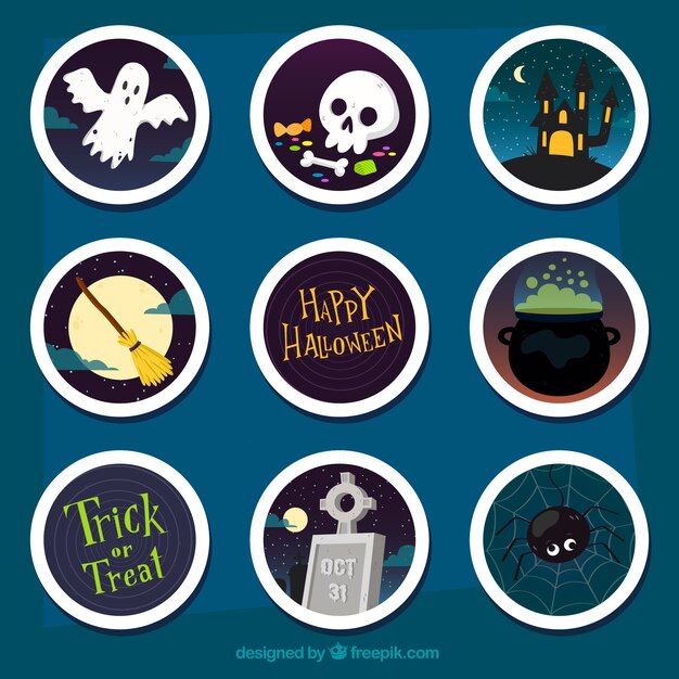 Variedad terrorífica de etiquetas de halloween